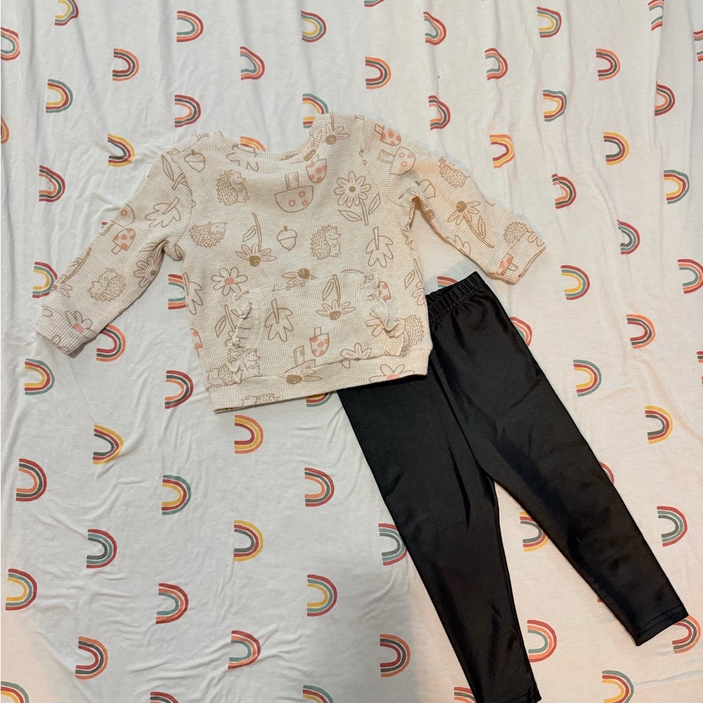 SHEIN Black Leggings with Cream Sweater